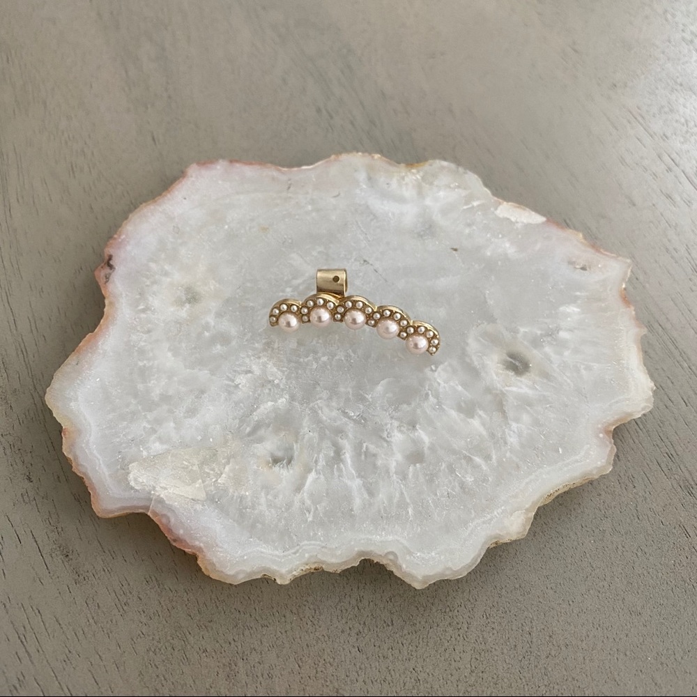 Gold Pearl Ear Climber Earring